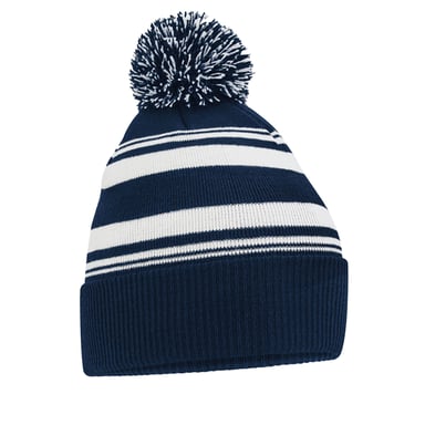 Beechfield Fan Striped Beanie (French Navy/White)