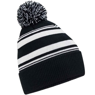 Beechfield Fan Striped Beanie (Black/White)