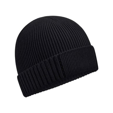 Beechfield Organic Cotton Engineered Patch Beanie (Black)