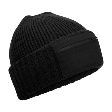 Beechfield Zip Patch Beanie (Black)