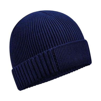 Beechfield Organic Cotton Engineered Patch Beanie (Oxford Navy)