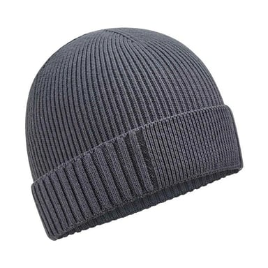 Beechfield Organic Cotton Engineered Patch Beanie (Graphite Grey)