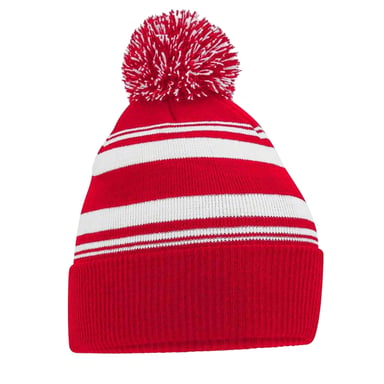 Beechfield Fan Striped Beanie (Classic Red)