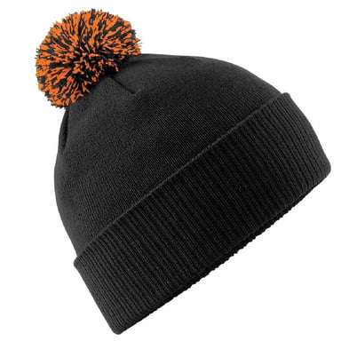 Beechfield Adults Unisex Snowstar Beanie (Black/Orange)