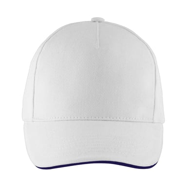 SOLS Long Beach 5 Panel Baseball Cap (White/Navy)
