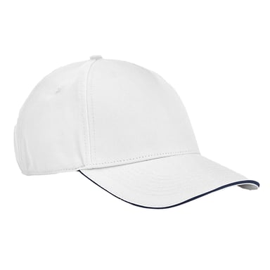 Beechfield EarthAware Classic 5 Panel Organic Cotton Sandwich Peak Baseball Cap (White/French Navy)