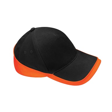 Beechfield Teamwear Competition Baseball Cap (Black/Orange)