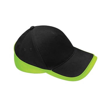 Beechfield Teamwear Competition Baseball Cap (Black/Lime Green)