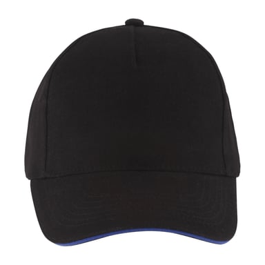 SOLS Long Beach 5 Panel Baseball Cap (Black/Royal Blue)