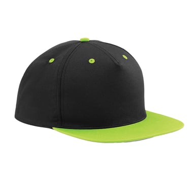 Beechfield Unisex Adult Contrast 5 Panel Snapback Cap (Black/Lime Green)