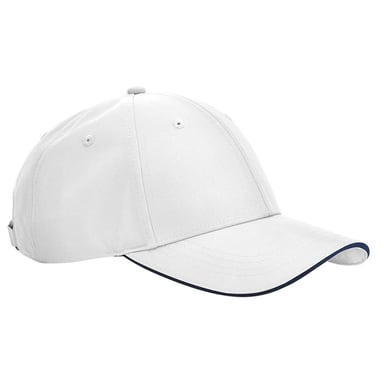 Beechfield Team Sports-Tech Baseball Cap (White/French Navy)