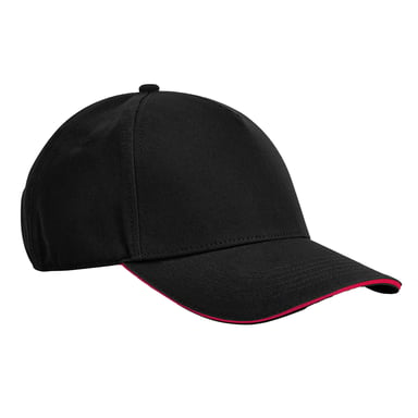 Beechfield EarthAware Classic 5 Panel Organic Cotton Sandwich Peak Baseball Cap (Black/Classic Red)
