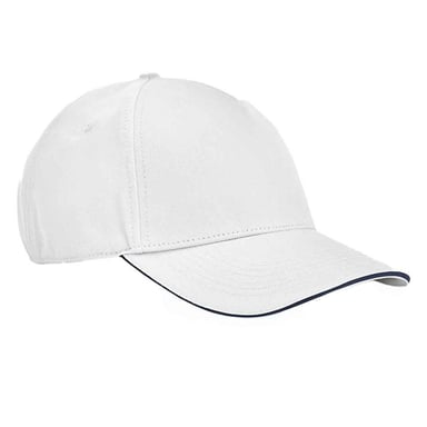 Beechfield EarthAware Classic Organic Cotton 5 Panel Baseball Cap (White/French Navy)