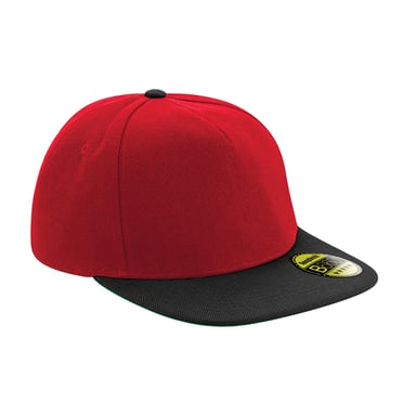 Beechfield Unisex Adult Original Flat Peak Snapback Cap (Classic Red/Black)