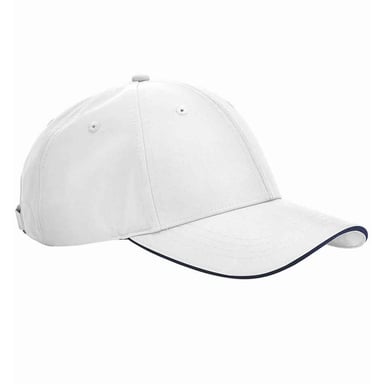 Beechfield Team Sports-Tech Cap (White/French Navy)