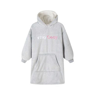Minoti Girls Cuddle Embroidered Fleece Oversized Hoodie (Grey)
