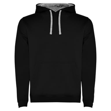 Roly Mens Urban Hooded Sweatshirt (Black/Heather Grey)