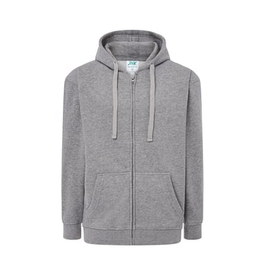 JHK Unisex Adult Plain Full Zip Hoodie (Grey Melange)