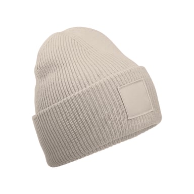 Beechfield Unisex Adult Tonal Patch Deep Cuffed Beanie (Natural Stone)