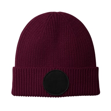 Beechfield Fashion Circular Patch Beanie (Burgundy/Black)