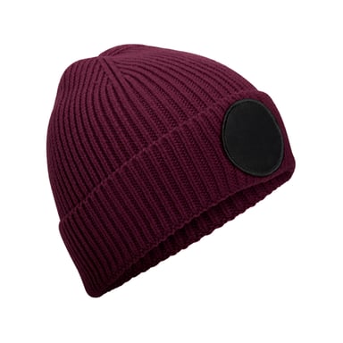 Beechfield Circular Patch Beanie (Burgundy/Black)