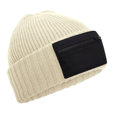 Beechfield Zip Patch Beanie (Sand)