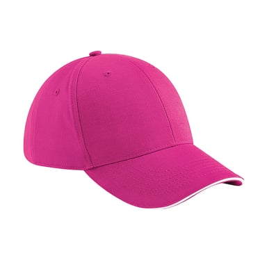 Beechfield Athleisure 6 Panel Cap (Fuchsia/White)
