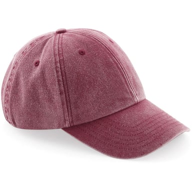 Beechfield Unisex Low Profile Vintage Denim-Look Cap (Vintage Red)