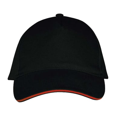 SOLS Long Beach 5 Panel Baseball Cap (Black/Red)