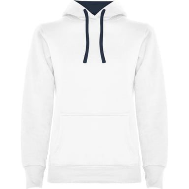 Roly Womens/Ladies Urban Hooded Polycotton Sweatshirt (White/Navy Blue)