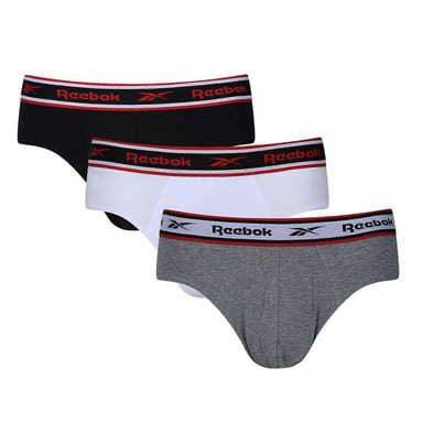 Reebok Mens Chase Briefs (Pack of 3) (Black/White/Grey Marl)