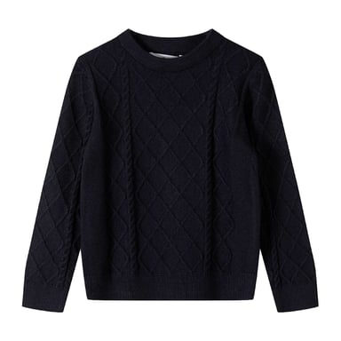 Minoti Boys Cable Knit Crew Neck Sweatshirt (Blue)