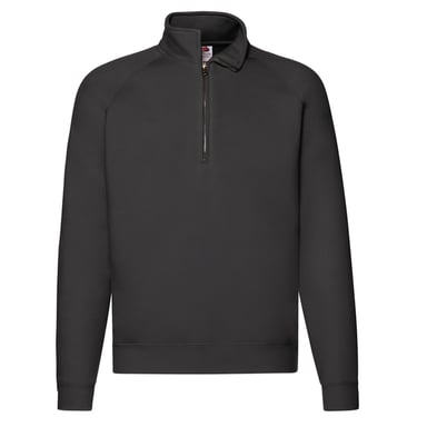 Fruit of the Loom Mens Premium Zip Neck Sweatshirt (Black)