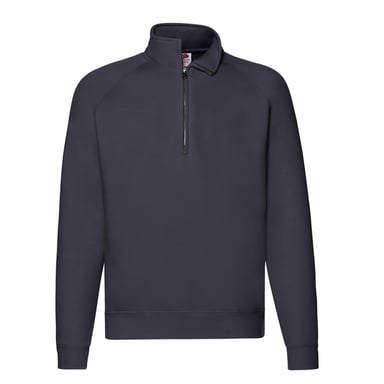Fruit of the Loom Mens Premium Zip Neck Sweatshirt (Deep Navy)