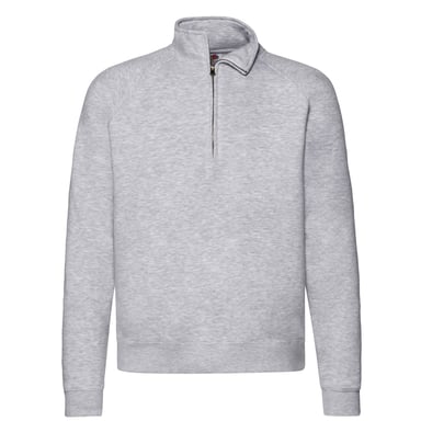 Fruit of the Loom Mens Premium Zip Neck Sweatshirt (Heather Grey)
