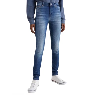 Tommy Hilfiger Womens/Ladies Leather Badge Skinny Jeans (Navy Blue)