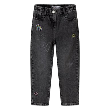 Minoti Girls Embroidered Elasticated Waist Jeans (Black)