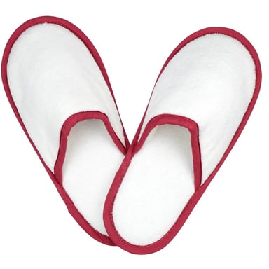 The One Towelling Unisex Adult Slippers (White/Burgundy)