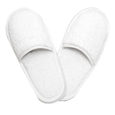 The One Towelling Unisex Adult Plain Cotton Slippers (White/White)