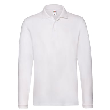 Fruit Of The Loom Mens Premium Plain Long-Sleeved Polo Shirt (White)