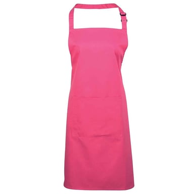 Premier Unisex Adult Colours Collection Pocket Bib Apron (Hot Pink)