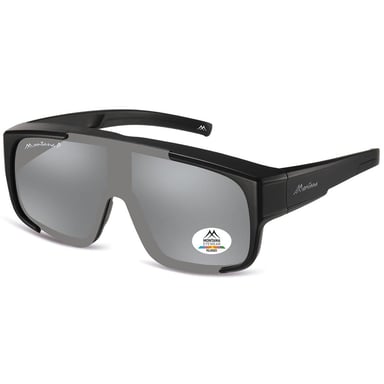 Montana FO9 B mat zwart zilver revo spiegel gepolariseerd fit over bril zonnebril