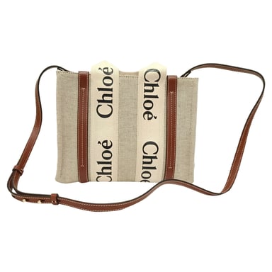 Chloé Small Woody Tote Bag in beige katoenen canvas