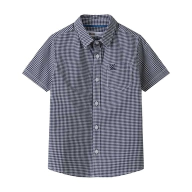 Minoti Boys Checked Short-Sleeved Shirt (Black)