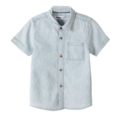 Minoti Boys Bleached Denim Shirt (Blue)
