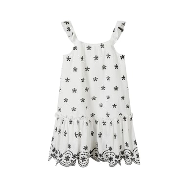 Minoti Girls Embroidered Dress (White/Black)