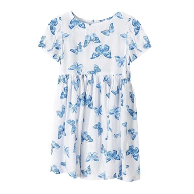 Minoti Girls Butterflies Summer Dress (White)
