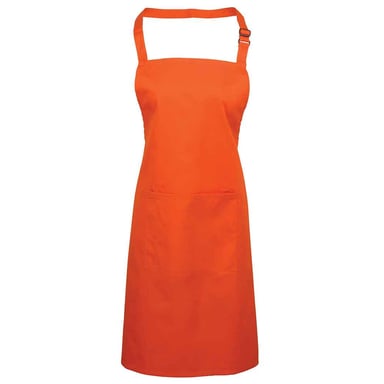 Premier Unisex Adult Colours Collection Pocket Bib Apron (Orange)