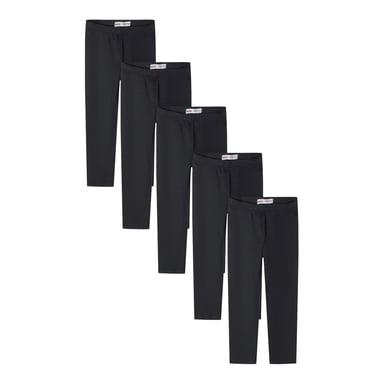 Minoti Girls Jersey Plain Elasticated Waist Leggings (Pack of 5) (Black)