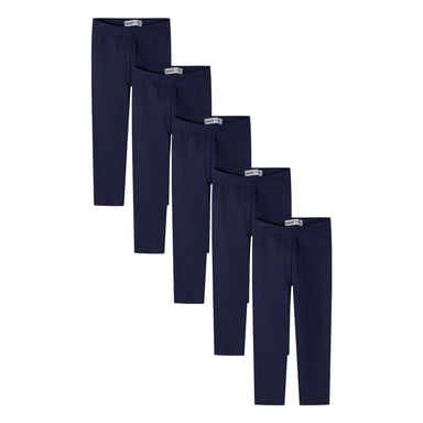 Minoti Girls Jersey Plain Elasticated Waist Leggings (Pack of 5) (Blue)